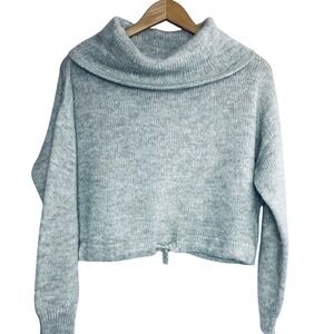 H&M Grey Alpaca Wool Blend Cowl Neck Cropped Knit‎ Sweater Small 0233852 0